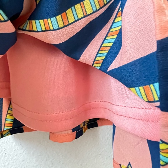 Pink Owl Multicolored Zig Zag Shift Boho Jewel High Neck Mini Dress - Picture 6 of 6